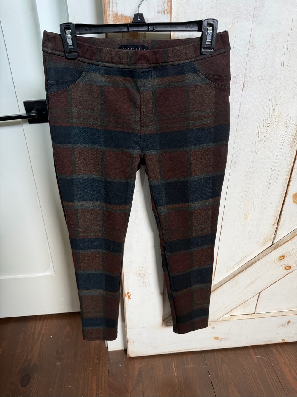 Anthropology Sanctuary Brown and Black Plaid Ponte Leggings 0258